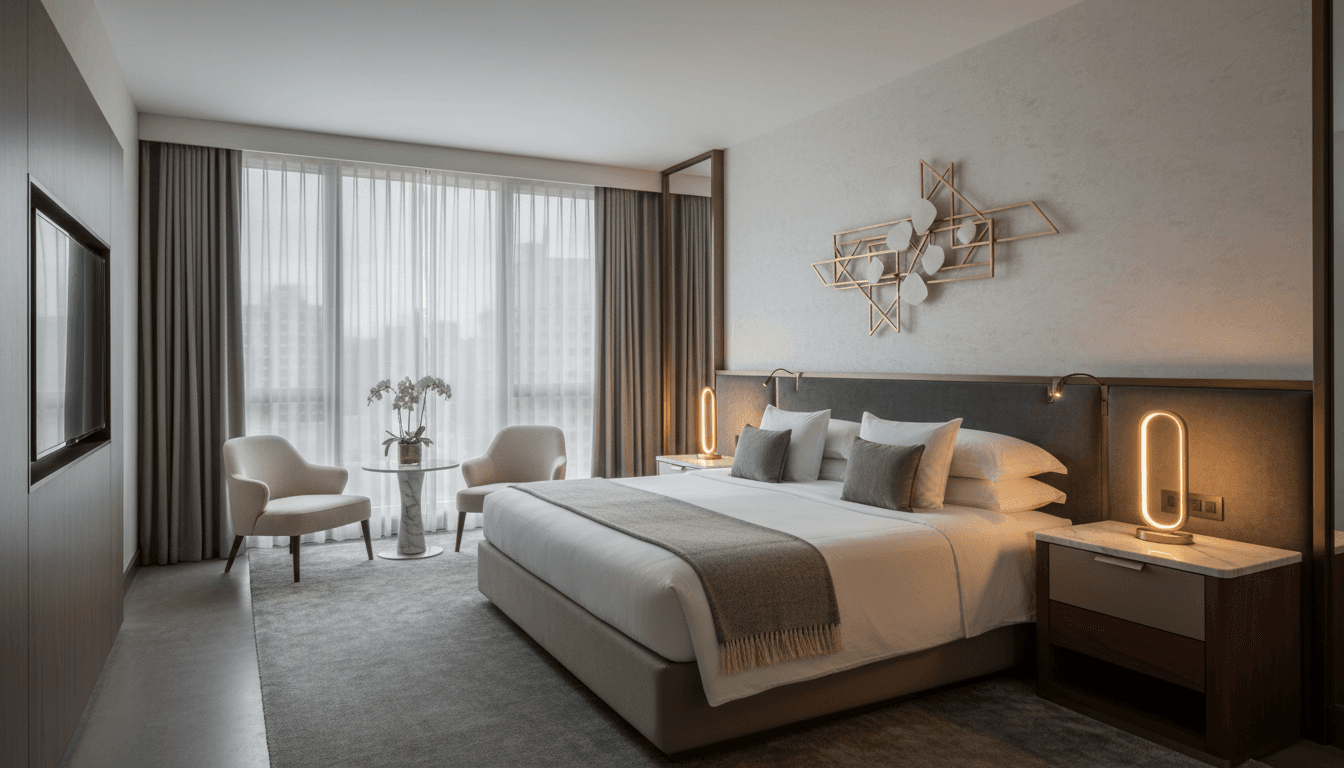 غرفة فندقية فاخرة بديكور حديث في فندق موريس لابان ببسكرة